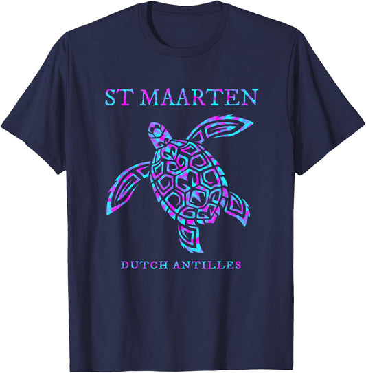 St. Maarten Sea Turtle Boys Girls Vacation Souvenir T-Shirt - T-Shirt | Navy