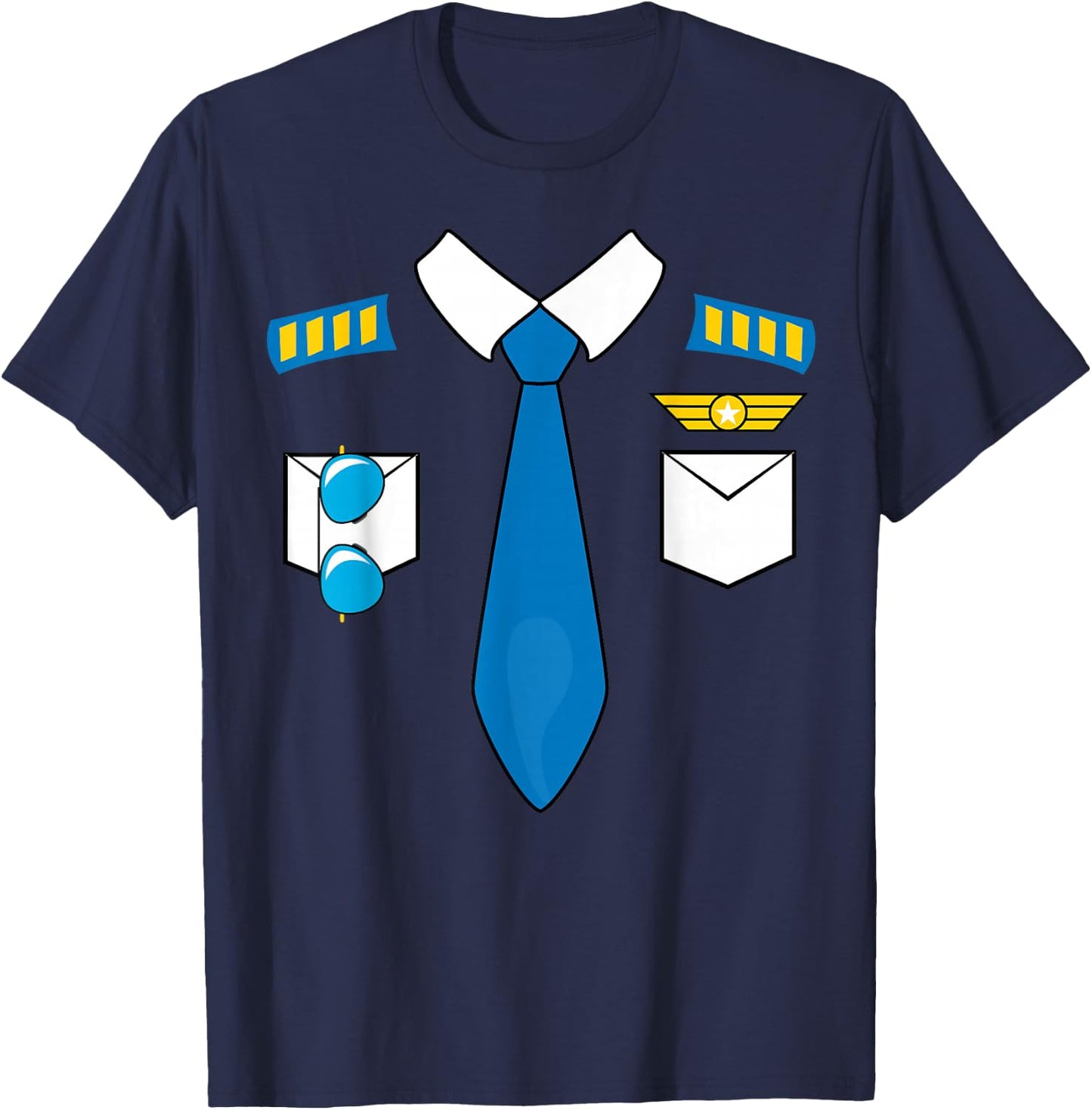 Pilot Uniform Costume Airplane Aviator Aviation Halloween T-Shirt - T-Shirt | Navy