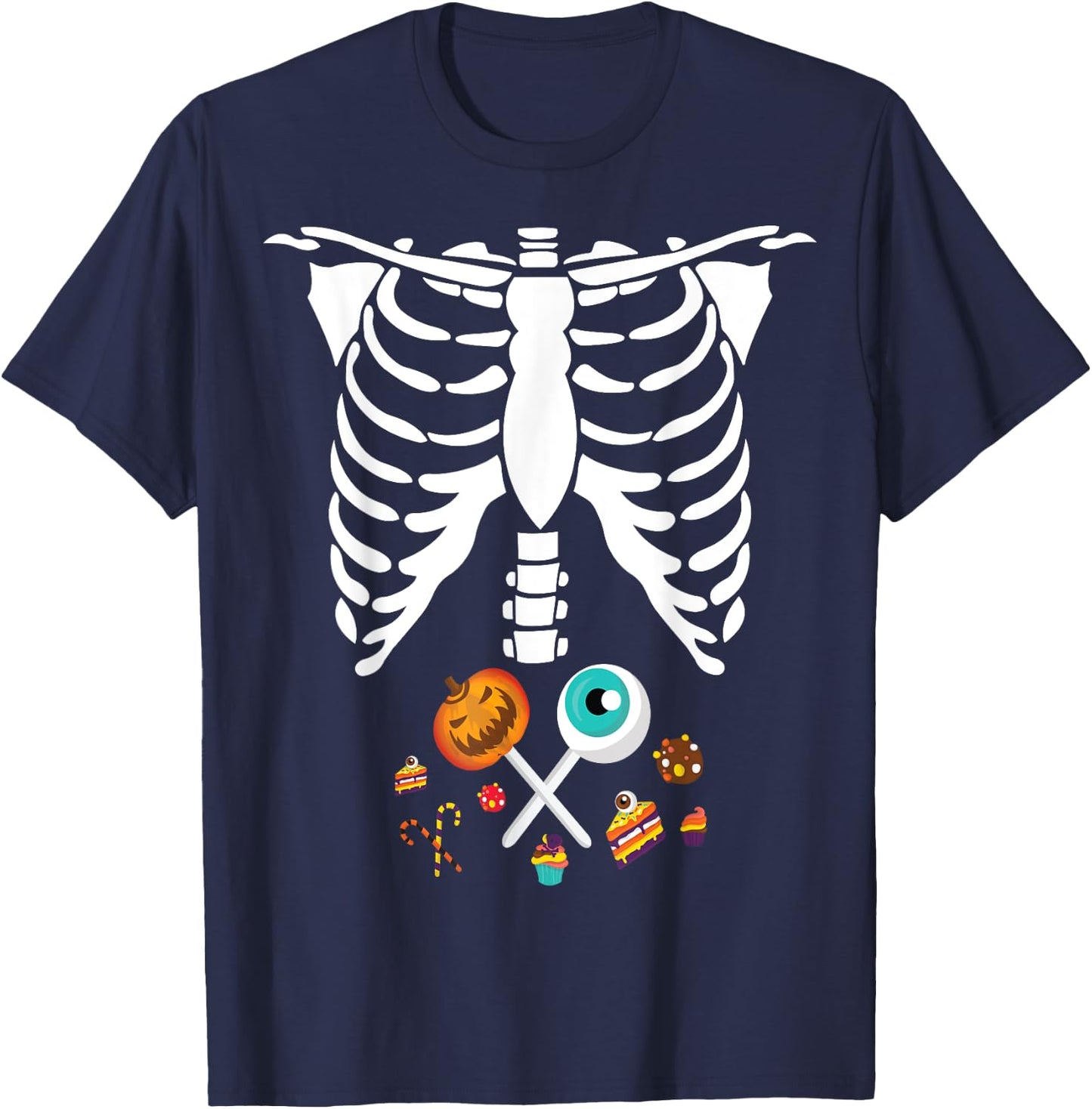 Funny Halloween Skeleton Candy X-Ray Costume Kids Boys Girls T-Shirt - T-Shirt | Navy