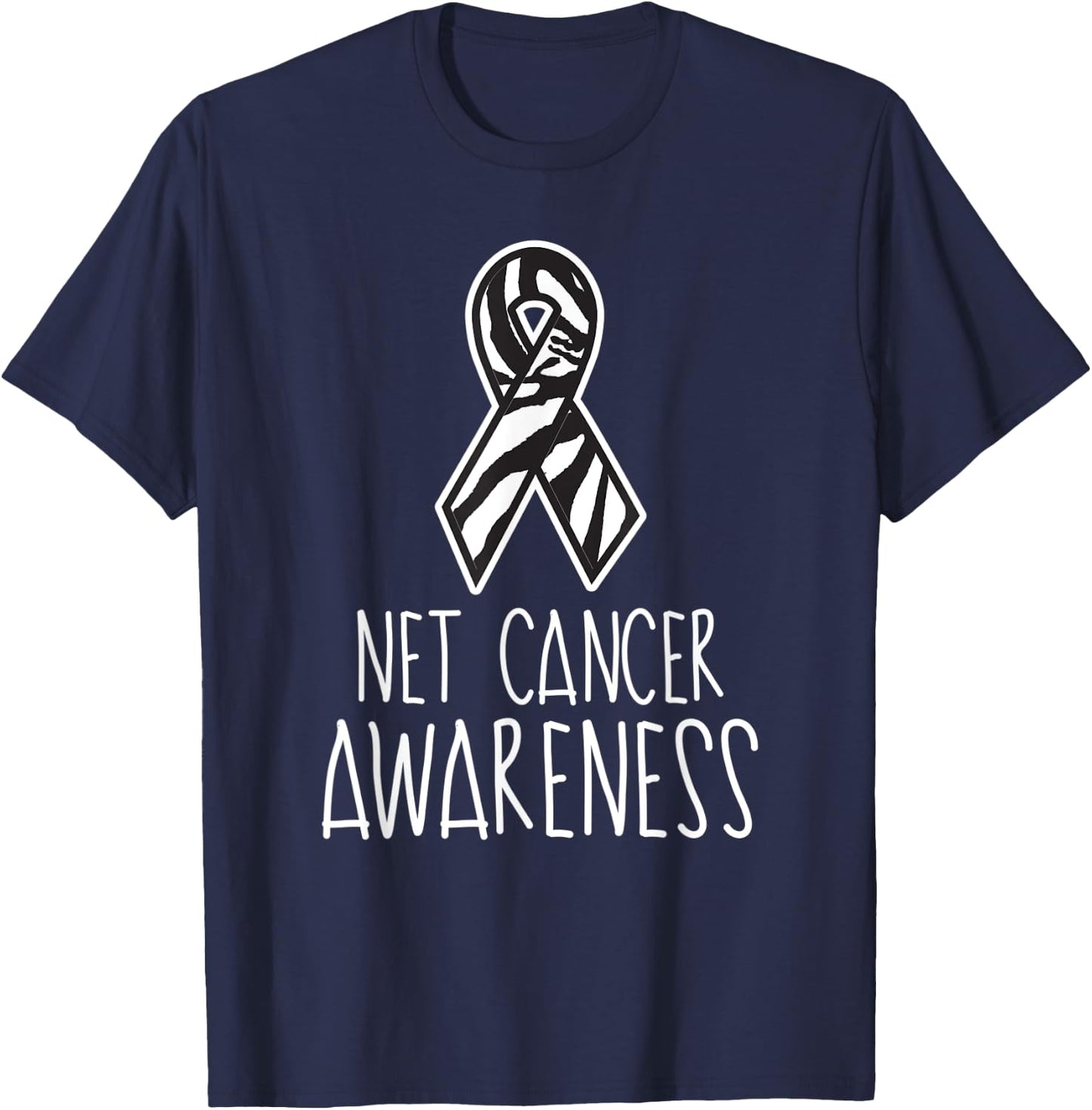 NET Neuroendocrine Cancer Awareness Zebra Ribbon Walk Group T-Shirt - T-Shirt | Navy