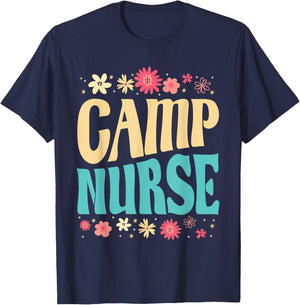 Camp Nurse Floral Outfit Summer Camping Registered Nurses Women T-Shirt - T-Shirt | Navy