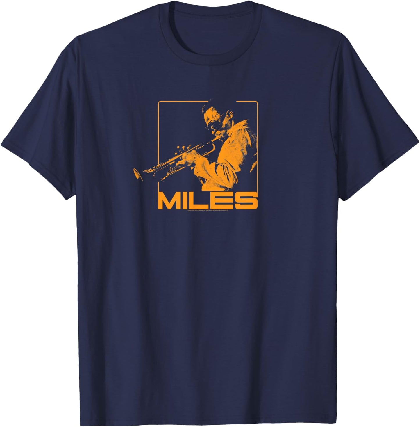 Miles Davis Jazz Music Orange Square T-Shirt - T-Shirt | Navy