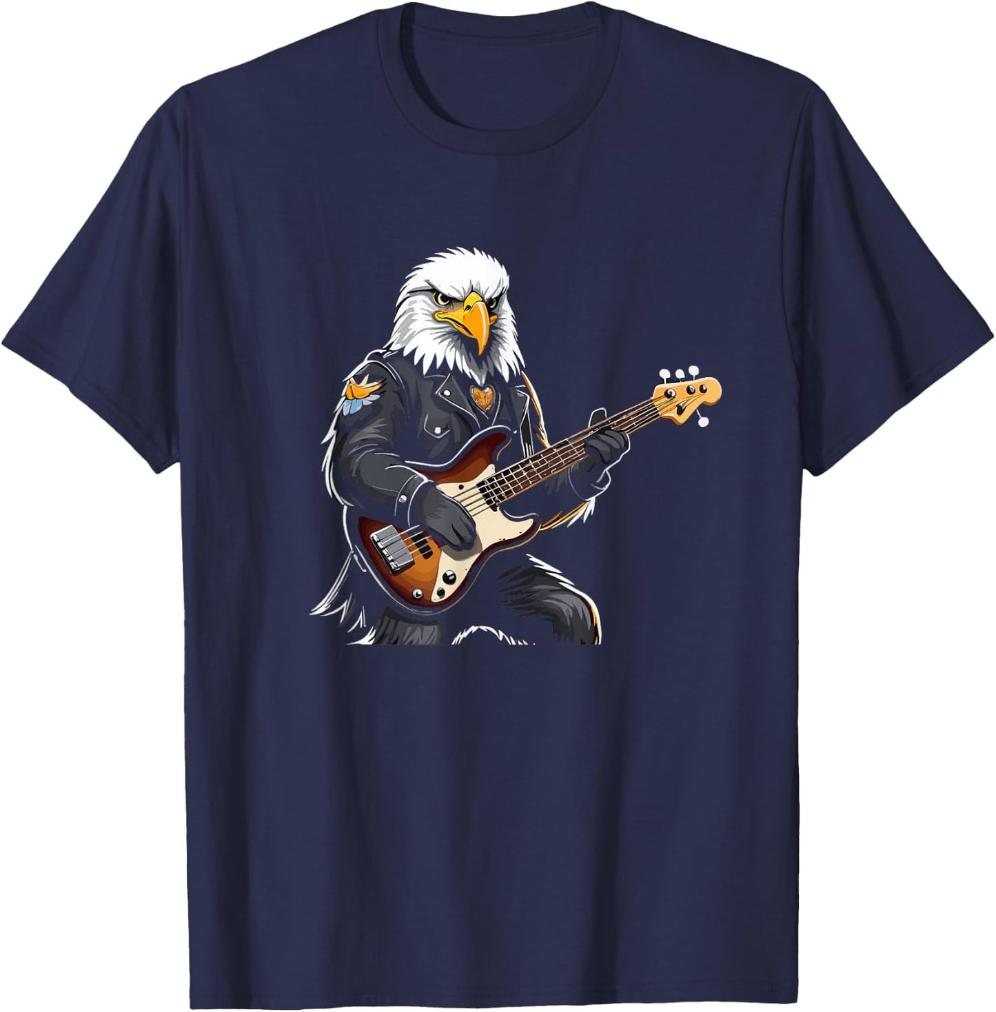 Eagle playing Electric Guitar, Eagle Guitarist T-Shirt - T-Shirt | Navy