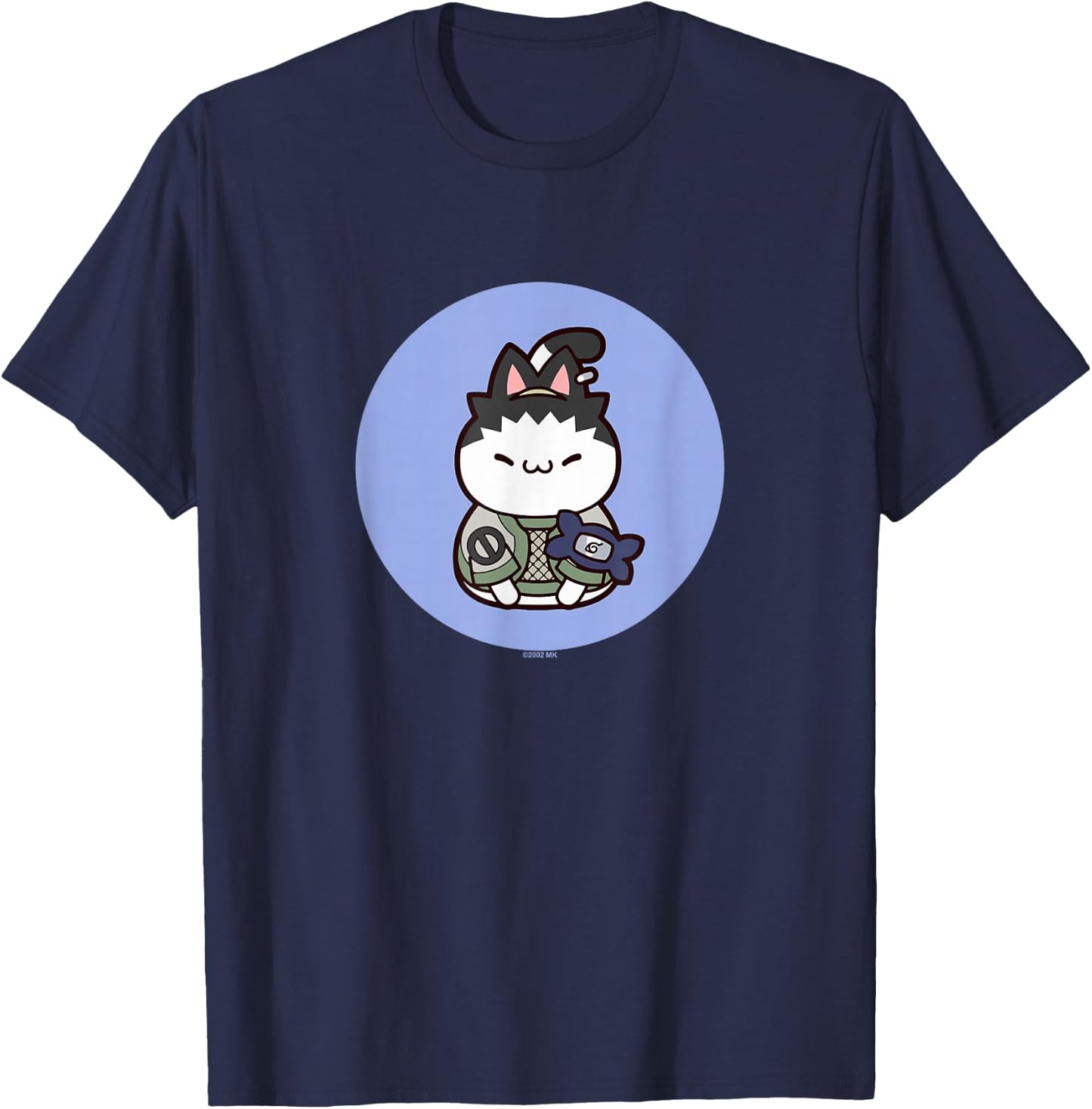Nyaruto Cute Shikamaru Nara Cat Circle Big Chest Portrait T-Shirt - T-Shirt | Navy