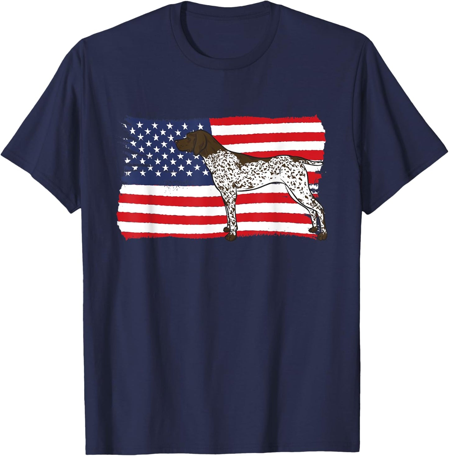 German Shorthaired Pointer Patriotic American Flag GSP Dog T-Shirt - T-Shirt | Navy