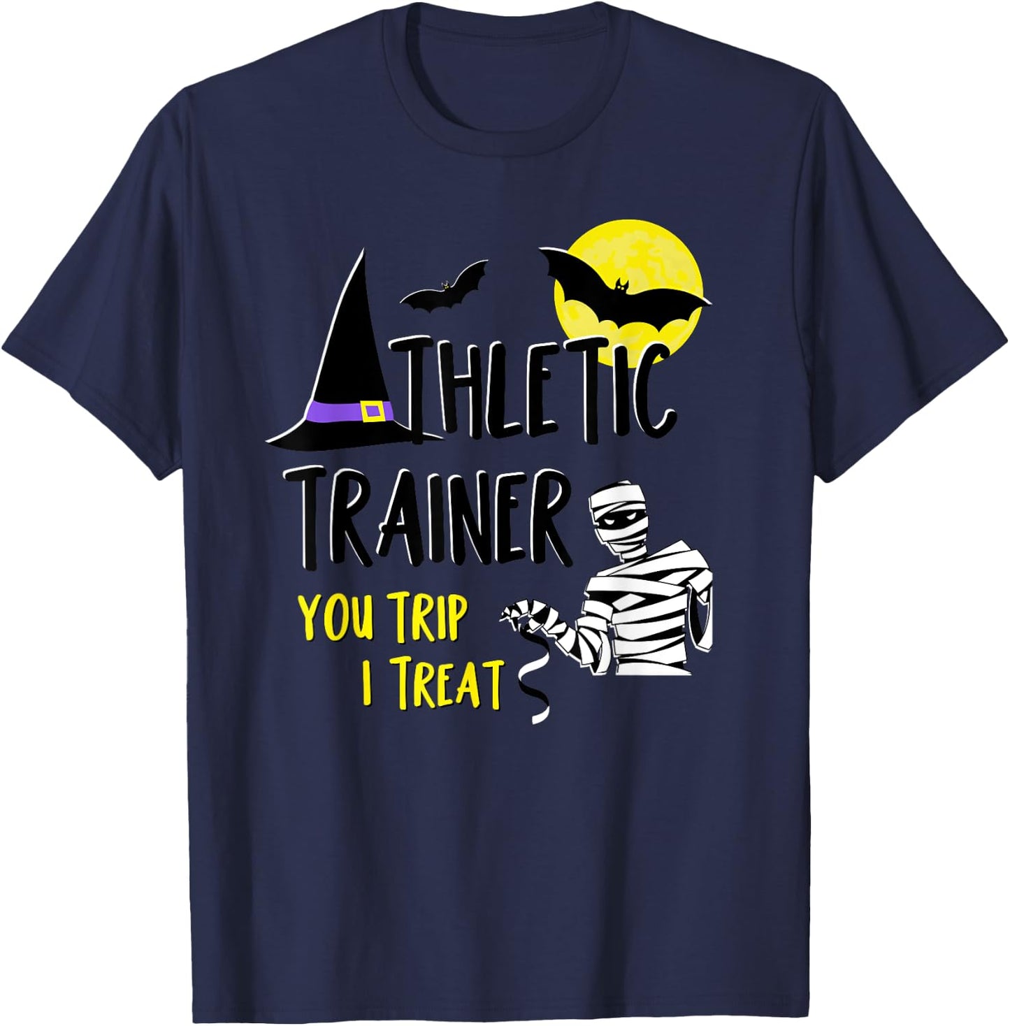 Certified Athletic Trainer AT Grad Student Designs Athletic Trainer Halloween AT Athletic Training Cool Costume T-Shirt - T-Shirt | Navy