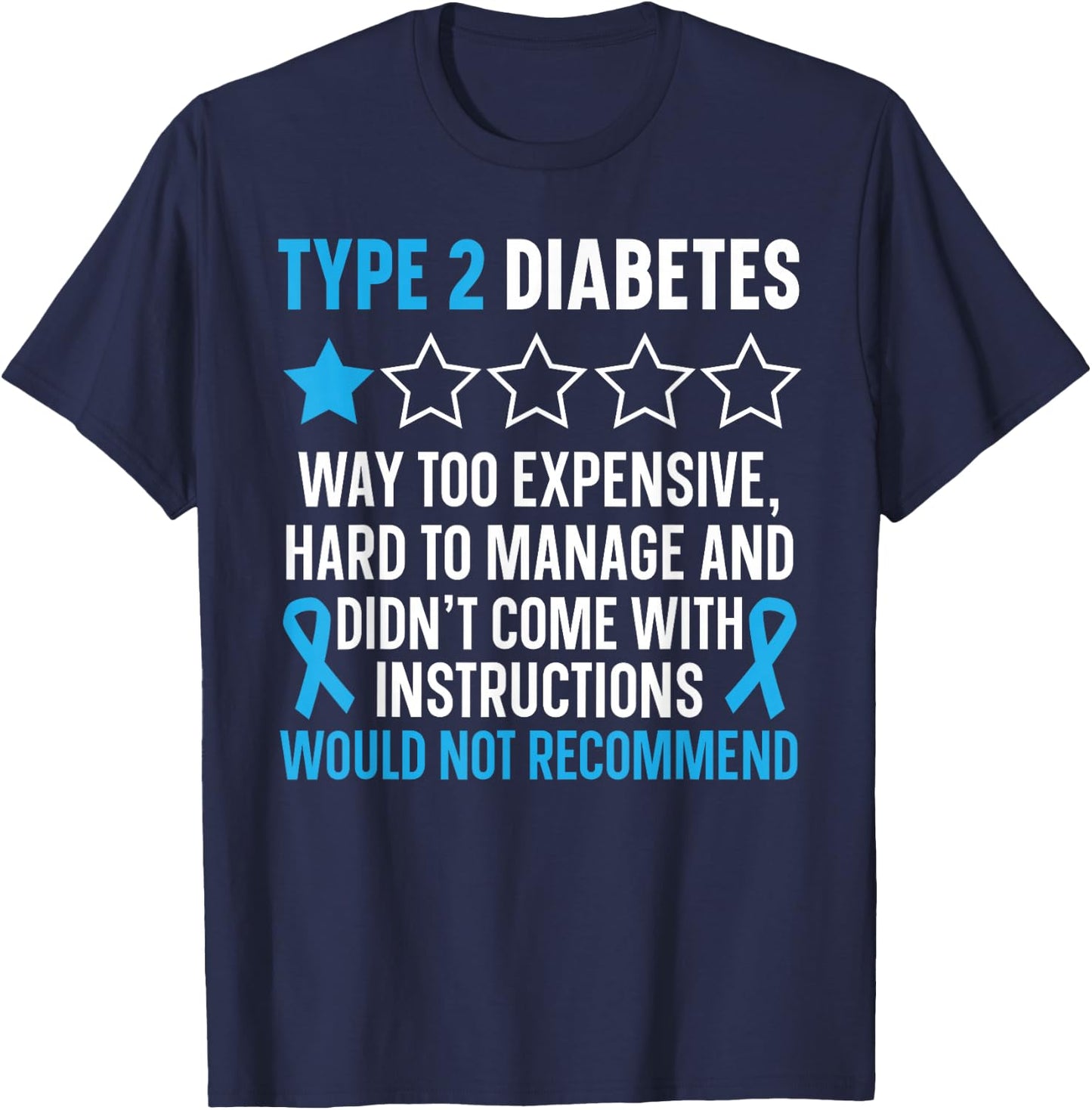 Type 2 Diabetes T2D Warrior Diabetes Awareness T-Shirt - T-Shirt | Navy