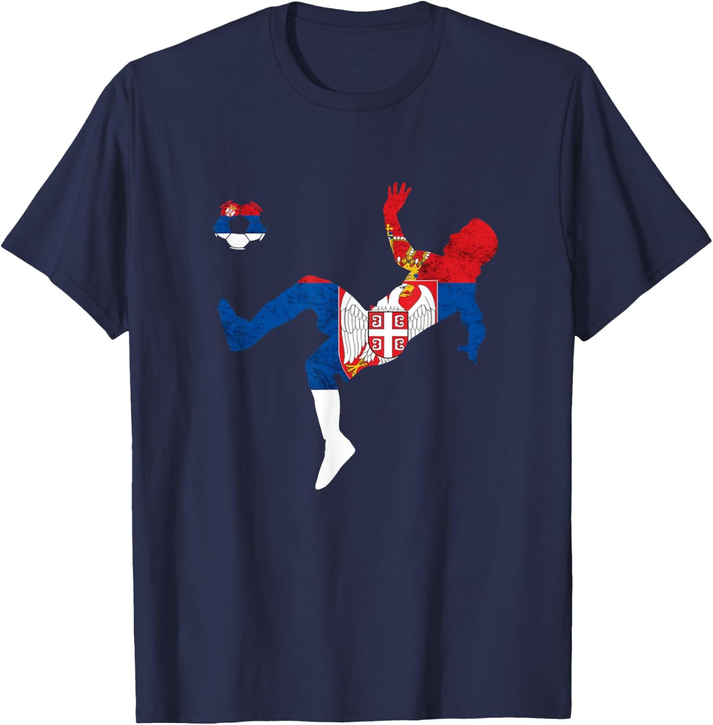 Serbia Flag Emblem Serbian Soccer Player Serbian Pride T-Shirt - T-Shirt | Navy