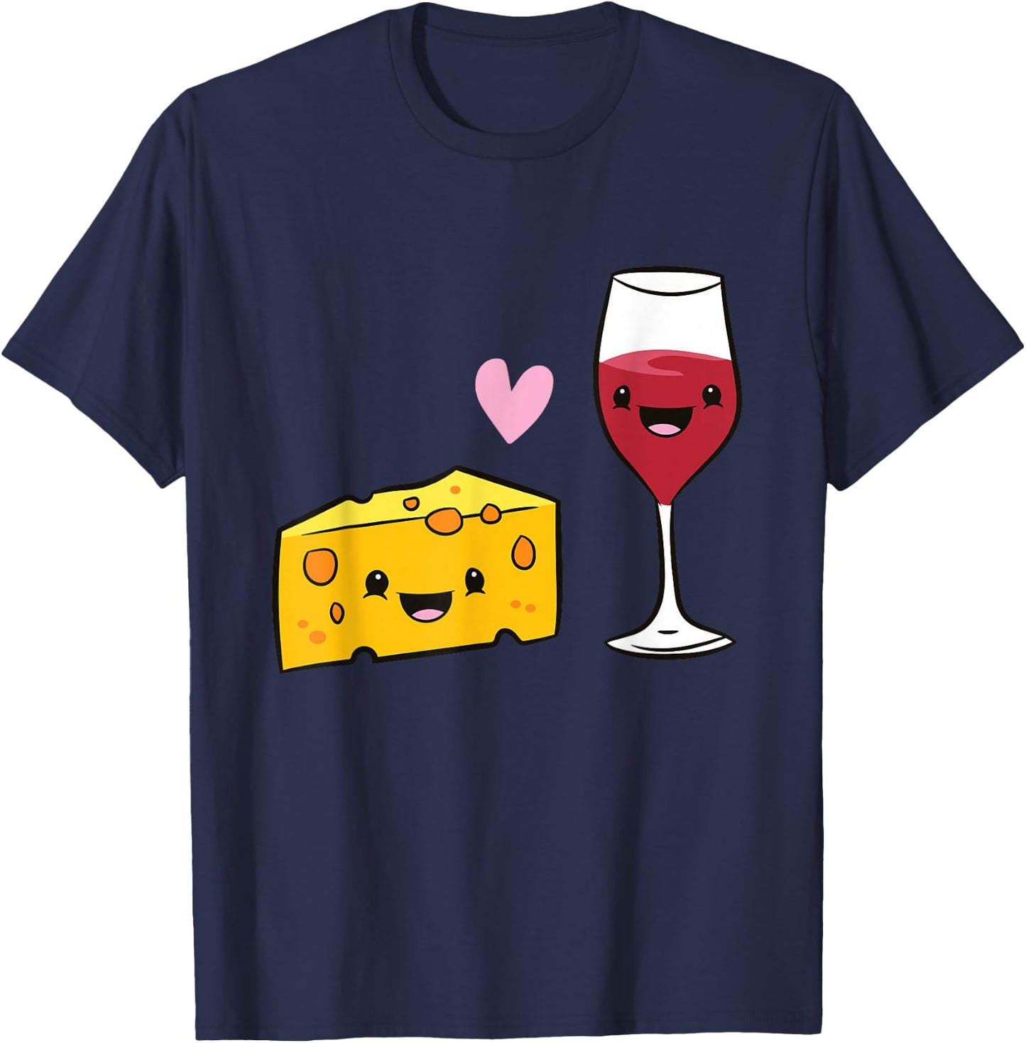 Wine And Cheese Food Pair Love Cheese And Wine T-Shirt - T-Shirt | Navy
