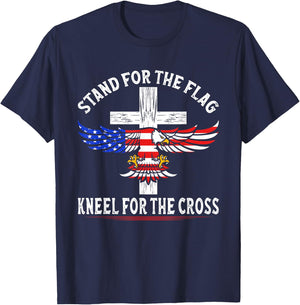 Patriotic Stand for The Flag Kneel for The Cross T-Shirt - T-Shirt | Navy