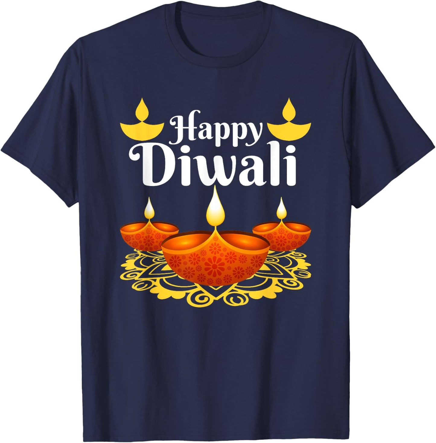 Cool Happy Diwali Festival of Light Diva Lanterns T-Shirt - T-Shirt | Navy
