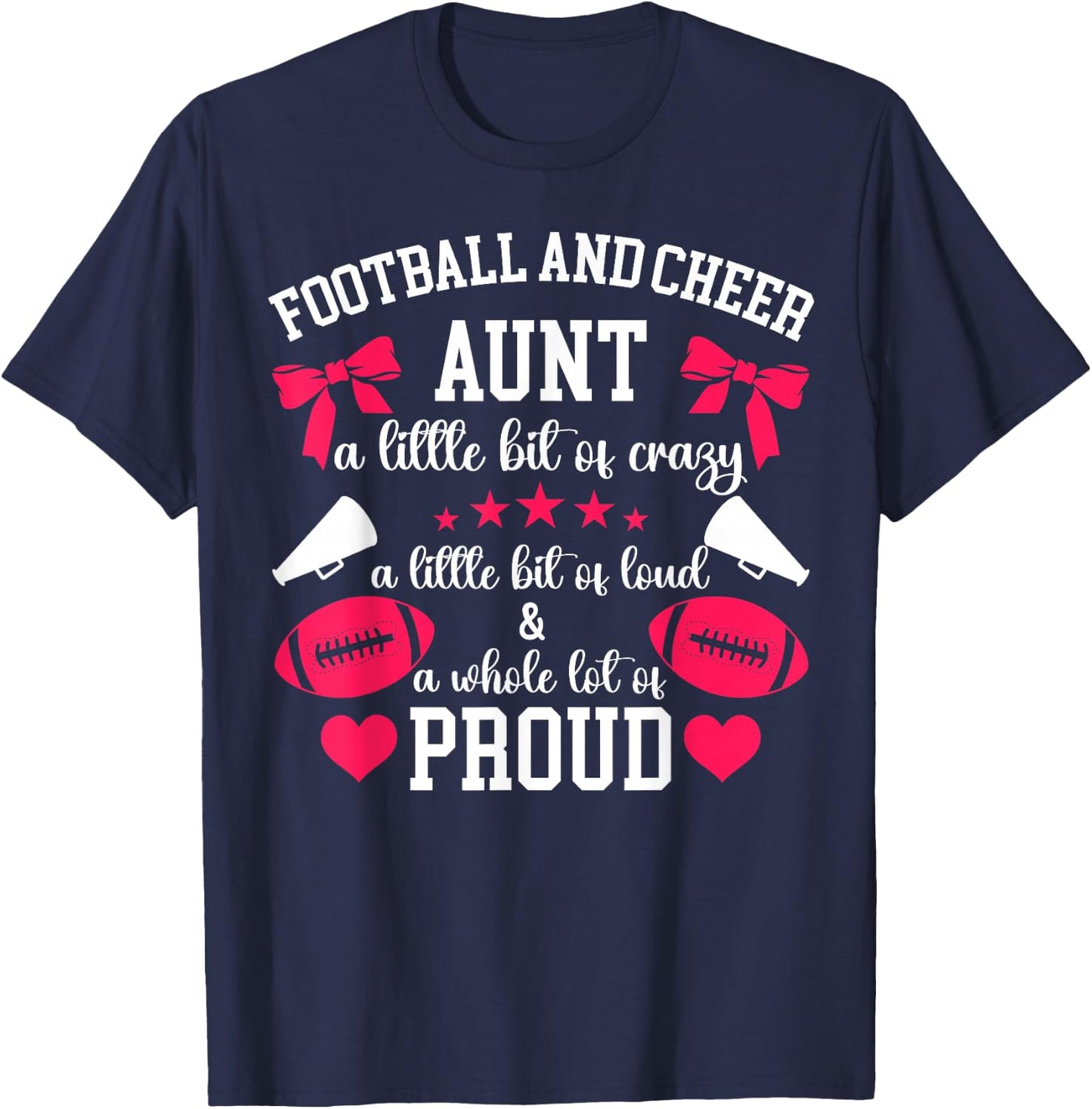 Football And Cheer Aunt Proud Football & Cheer Auntie T-Shirt - T-Shirt | Navy
