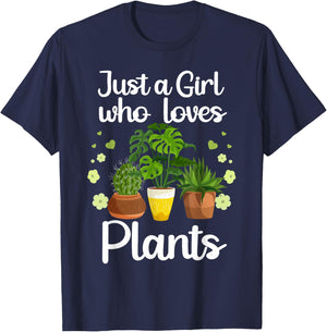 Funny Plant Design Girls Gardener Plant Lovers T-Shirt - T-Shirt | Navy