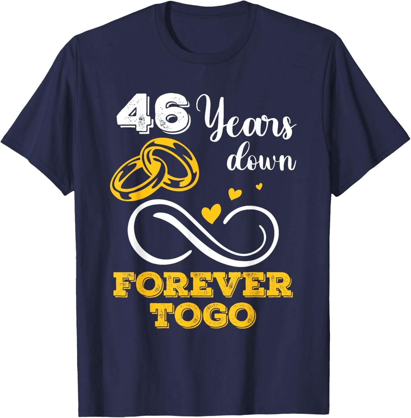 46 Years Down Forever to Go 46th Wedding Anniversary Couple T-Shirt - T-Shirt | Navy