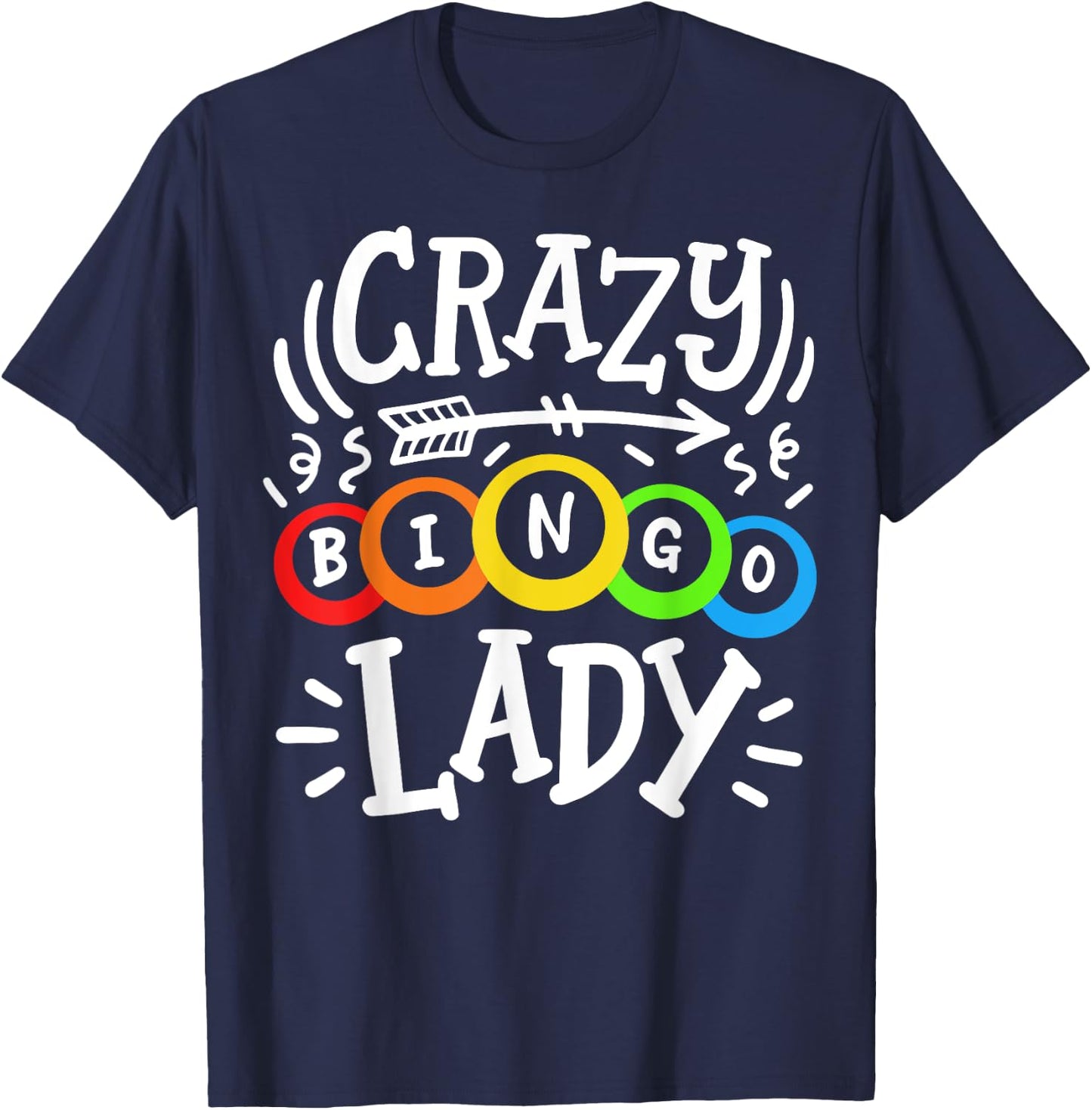 Bingo Crazy Bingo Lady T-Shirt - T-Shirt | Navy