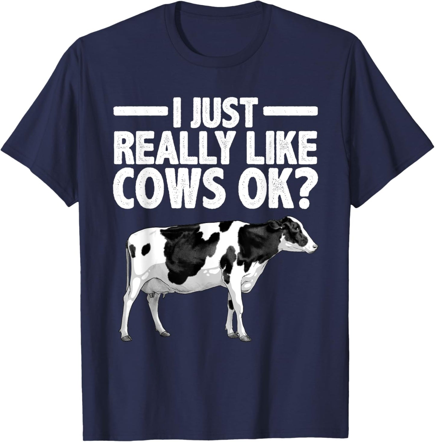 Funny Cow Art Women Cattle Farming Dairy Cow Lover T-Shirt - T-Shirt | Navy