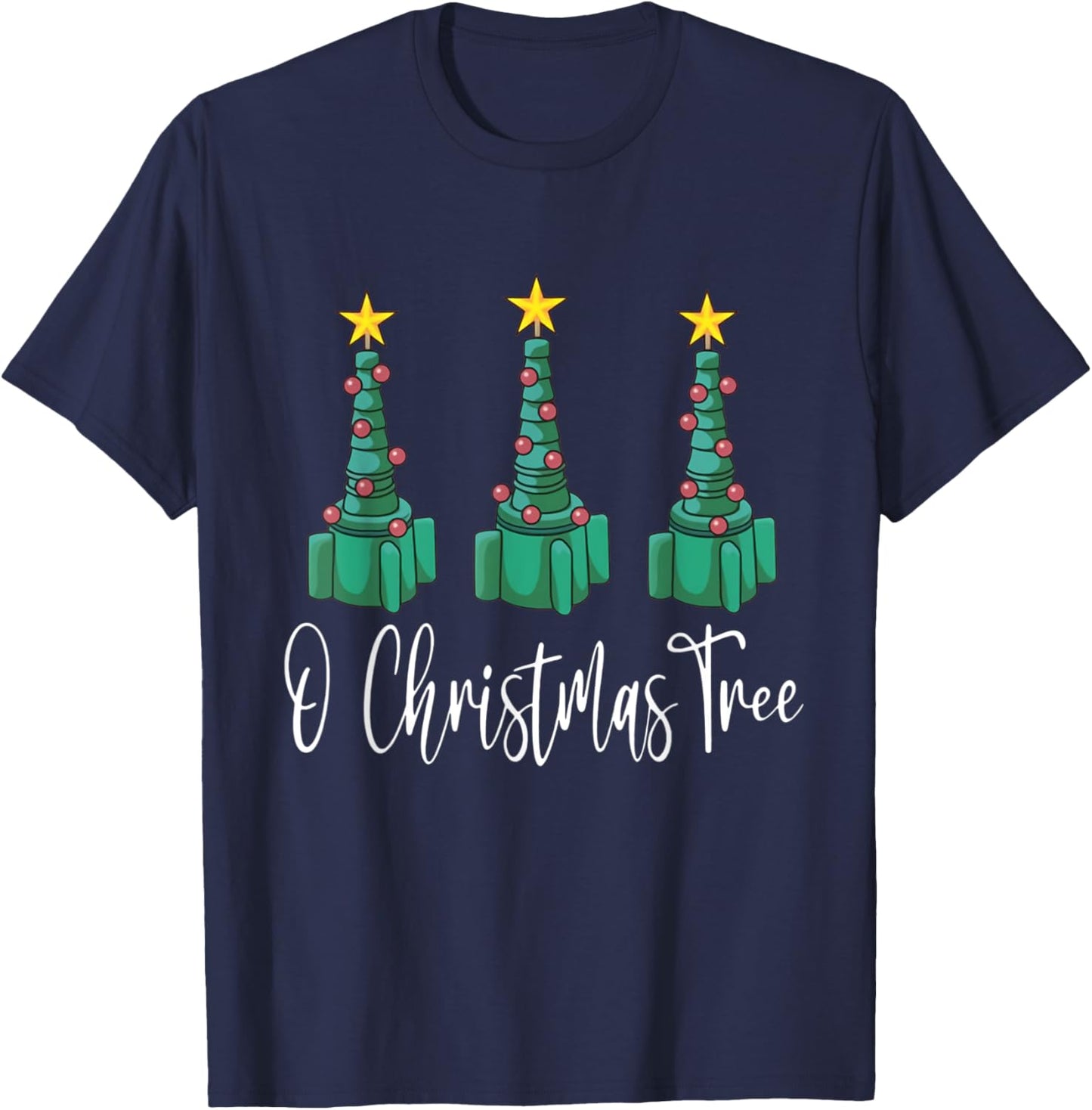 Respiratory Therapist Christmas Nurse RT Merry Xmas Tree ICU T-Shirt - T-Shirt | Navy