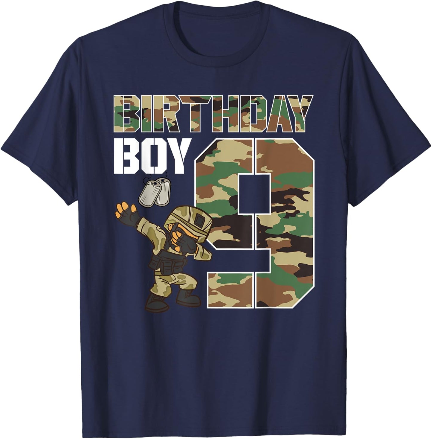 9 Year Old Boy Military Army 9th Birthday Boy Matching T-Shirt - T-Shirt | Navy