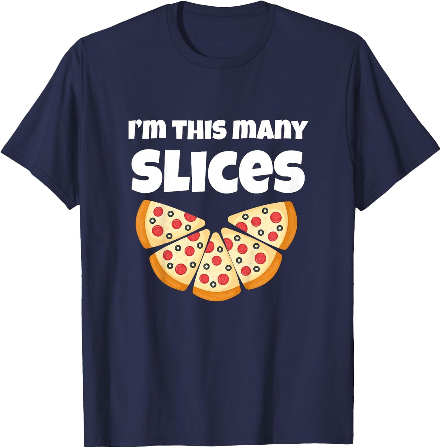 Cute Pizza 5th Birthday I'm This Many Slices 4-Year-Old T-Shirt - T-Shirt | Navy