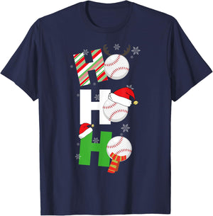 Funny Christmas Baseball Pajamas Player Matching Team T-Shirt - T-Shirt | Navy