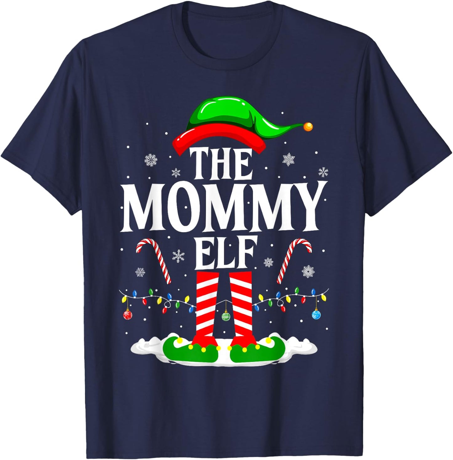 The Mommy Elf Funny Xmas Elf Matching Family Christmas T-Shirt - T-Shirt | Navy