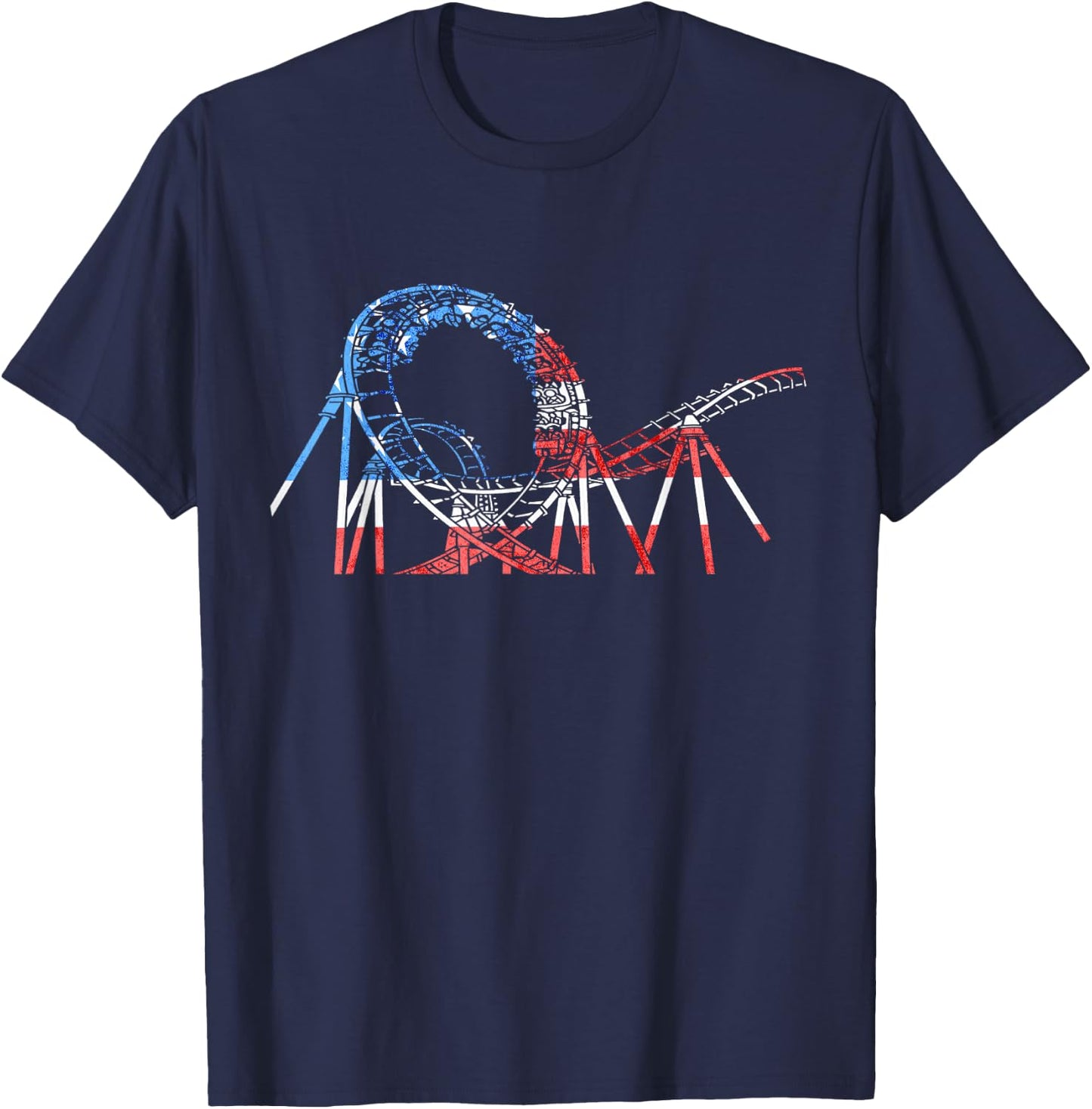 Roller Coaster America USA Ride Roller Coaster Lover Thrill T-Shirt - T-Shirt | Navy