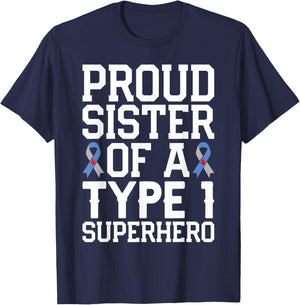 Funny Sister of T1D Superhero for Diabetes Awareness T-Shirt - T-Shirt | Navy