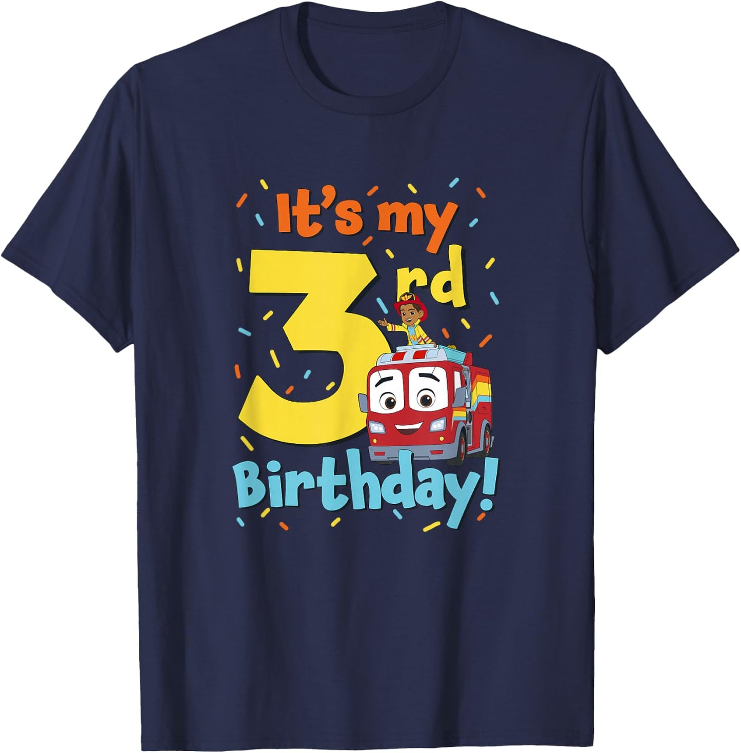 Disney Firebuds It's My 3rd Birthday! Flash & Bo Celebration T-Shirt - T-Shirt | Navy
