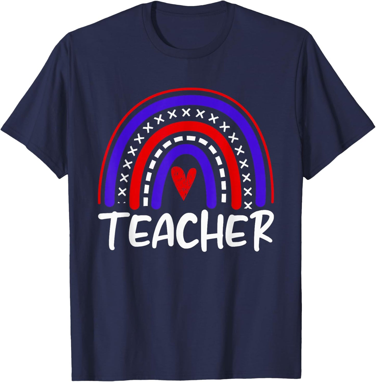 Rainbow Red White Blue Teacher 4th of July Professor T-Shirt - T-Shirt | Navy