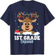 1st Grade Teacher Christmas First Grade Squad Reindeer Xmas T-Shirt - T-Shirt | Navy