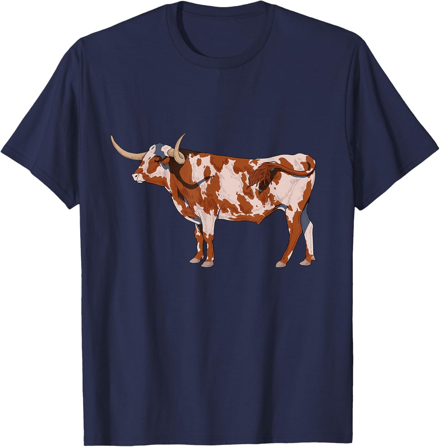 Drawing of a Longhorn Beef T-Shirt - T-Shirt | Navy