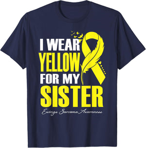 I Wear Yellow For My Sister Ewings Sarcoma Awareness T-Shirt - T-Shirt | Navy