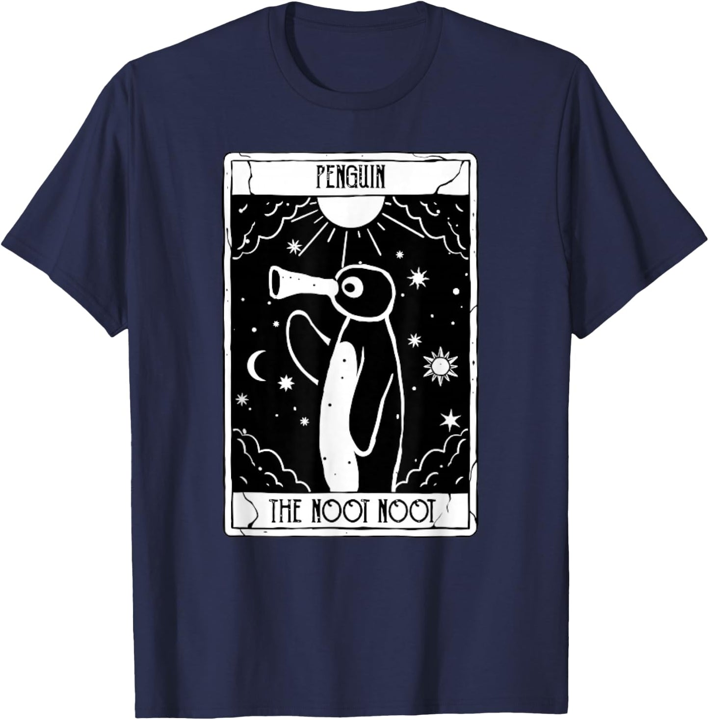 Noot Funny Penguin Tarot Vintage Distressed T-Shirt - T-Shirt | Navy