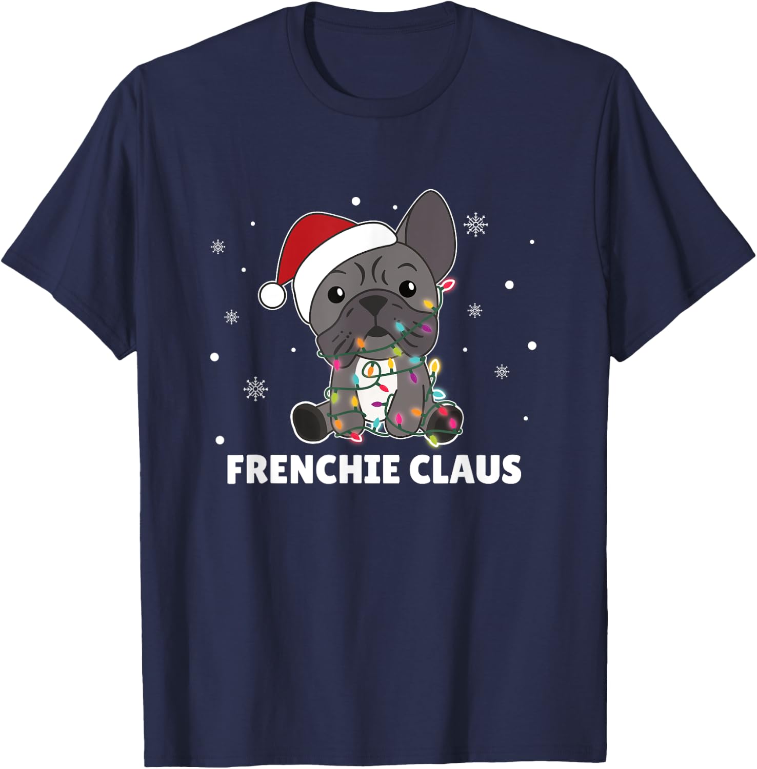 French Bulldog Christmas Santa Clauses pun Frenchie claus T-Shirt - T-Shirt | Navy