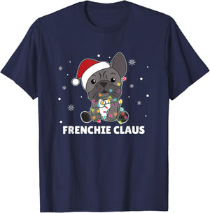French Bulldog Christmas Santa Clauses pun Frenchie claus T-Shirt - T-Shirt | Navy
