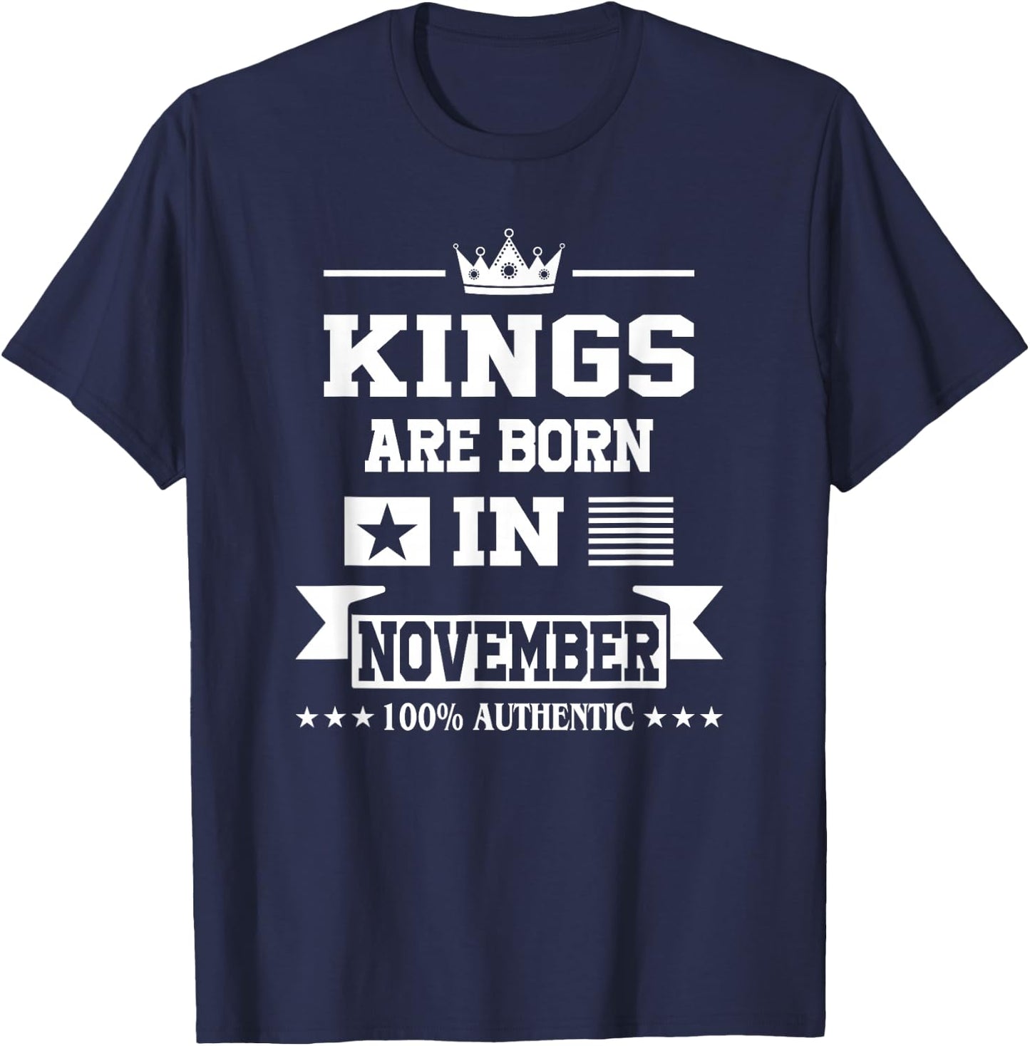 Men Kings Are Born In November Birthday T-Shirt - T-Shirt | Navy