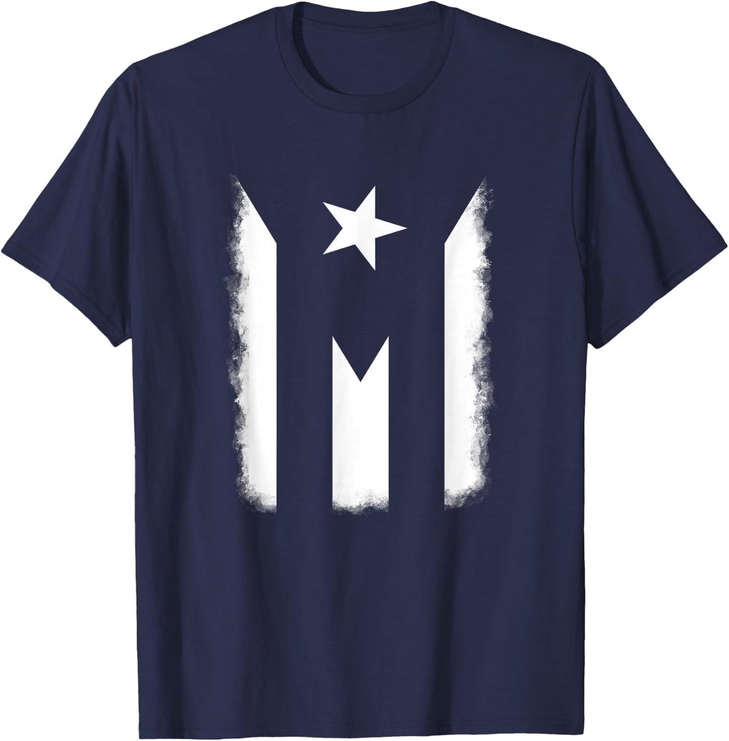 Black and White Puerto Rican Vintage Puerto Rico PR Flag T-Shirt - T-Shirt | Navy