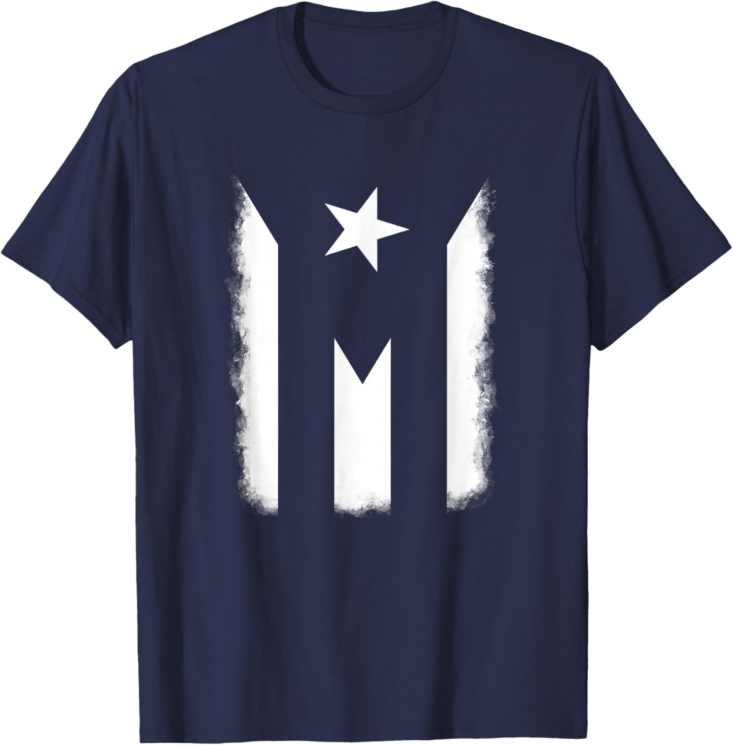 Black and White Puerto Rican Vintage Puerto Rico PR Flag T-Shirt - T-Shirt | Navy