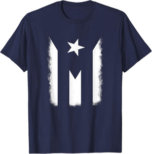 Black and White Puerto Rican Vintage Puerto Rico PR Flag T-Shirt - T-Shirt | Navy