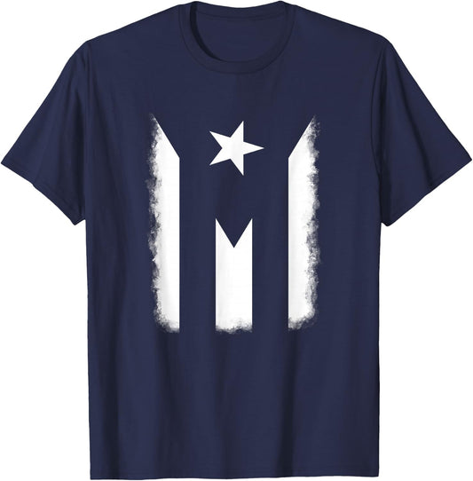 Black and White Puerto Rican Vintage Puerto Rico PR Flag T-Shirt - T-Shirt | Navy