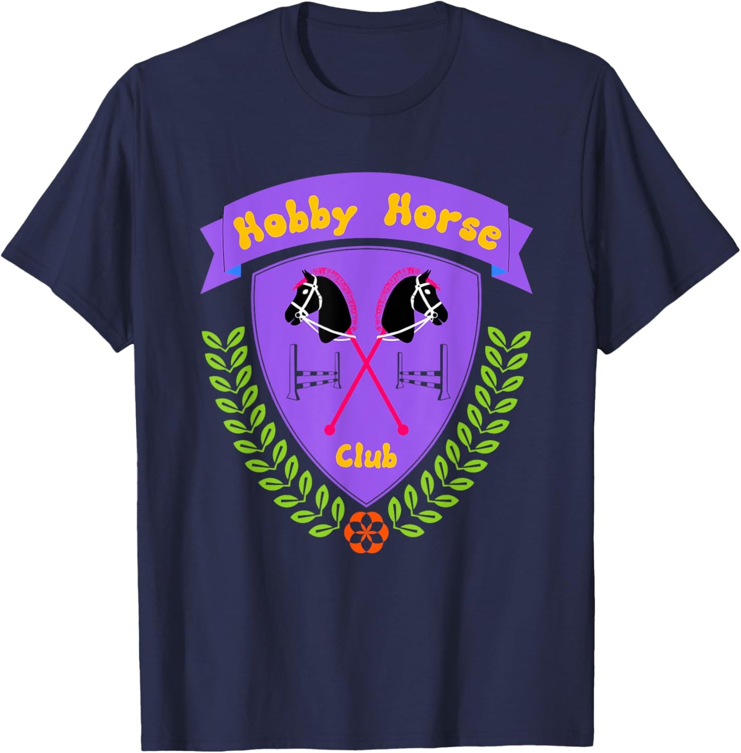 Hobby Horse Hobby Horsing with Horse and Jumping Obstacle T-Shirt - T-Shirt | Navy
