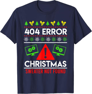 Anti Christmas Ugly Christmas 404 Error Christmas T-Shirt - T-Shirt | Navy