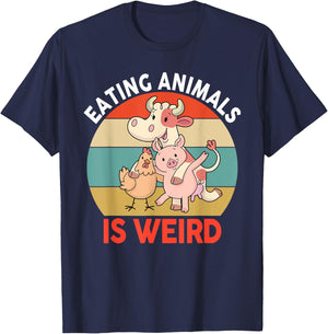 Vegan Shirt Women Kids Boys Girls Eating Animals Is Weird T-Shirt - T-Shirt | Navy