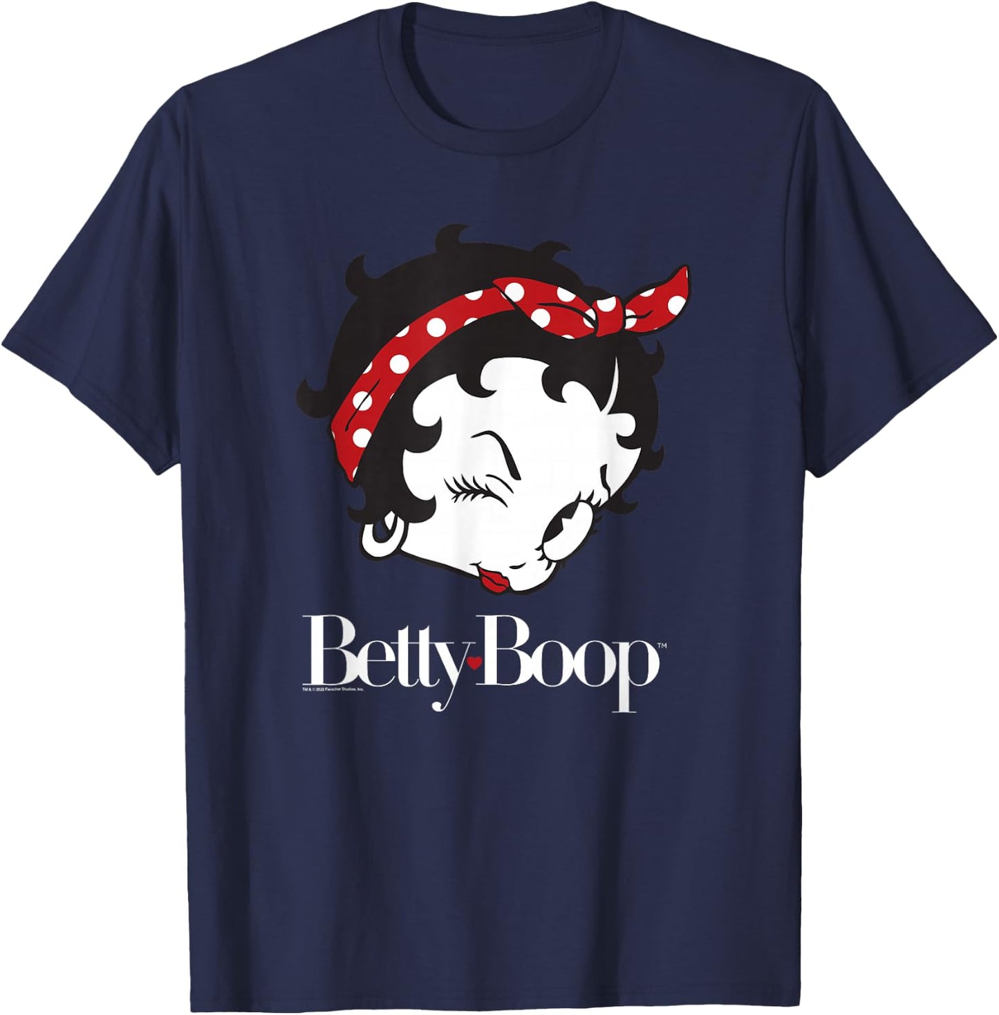 Betty Boop Vintage Big Head Wink Bandana T-Shirt - T-Shirt | Navy