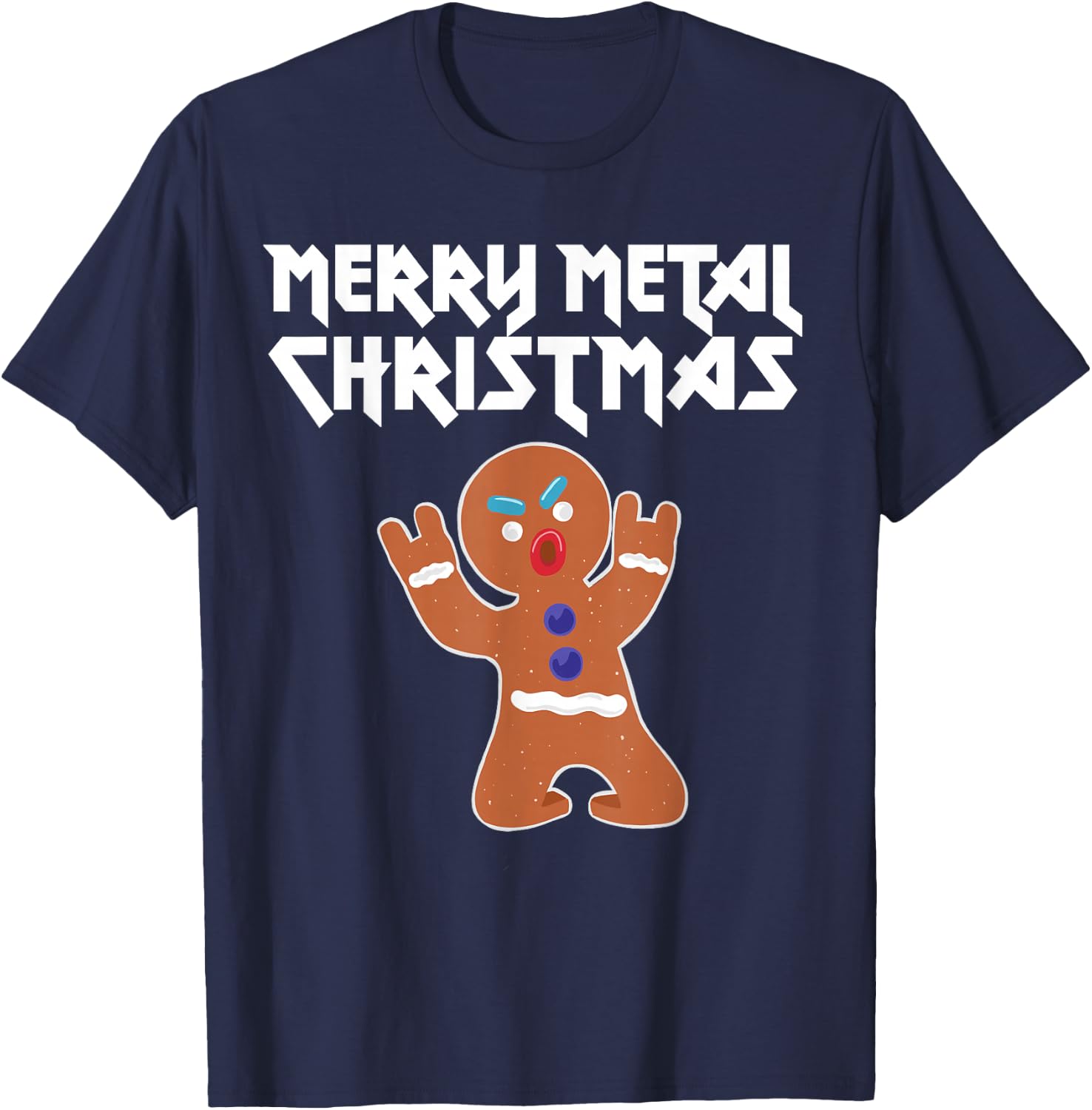 Metal Christmas funny Metal Gingerbread Man T-Shirt - T-Shirt | Navy