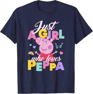 Peppa Pig Just A Girl Who Loves Peppa Playing Cheerfully T-Shirt - T-Shirt | Navy