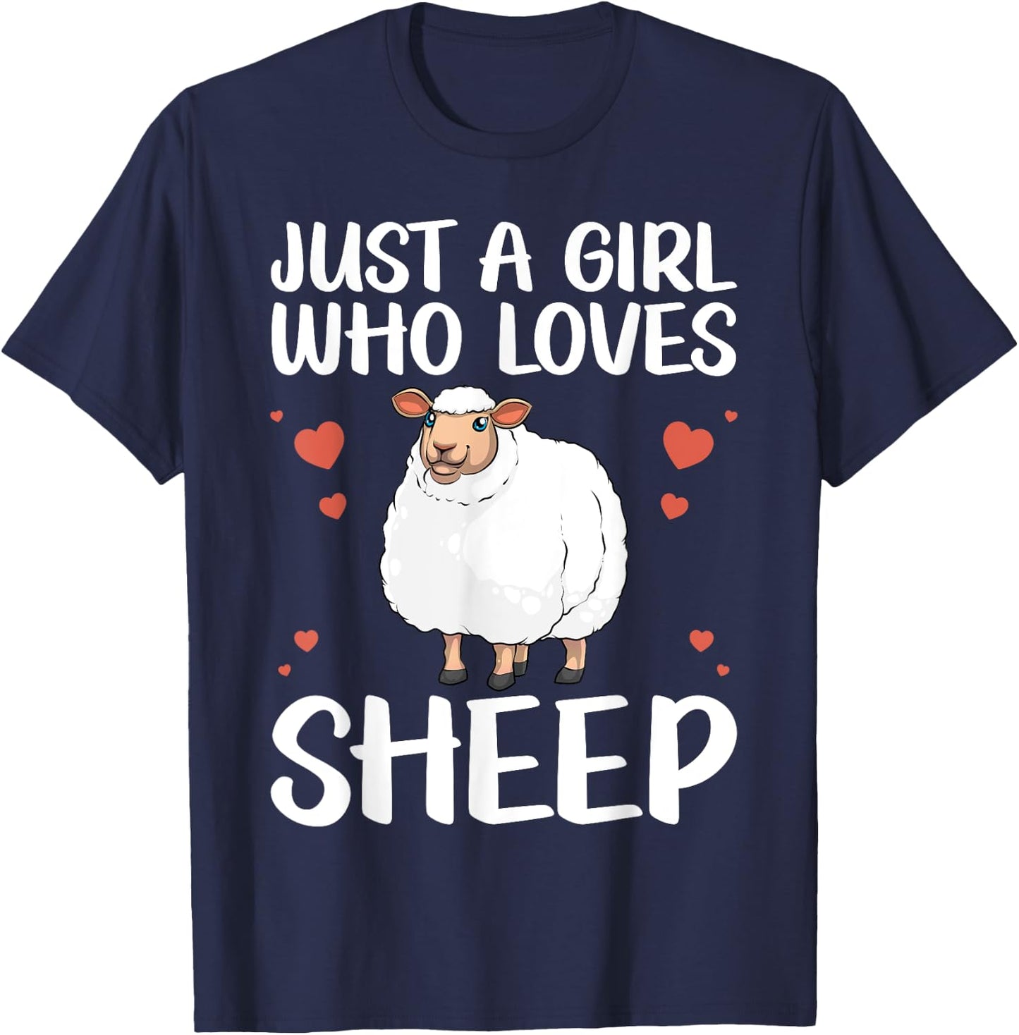 Cool Sheep Girls Kids Love Lamb Sheep Lover Farmer T-Shirt - T-Shirt | Navy