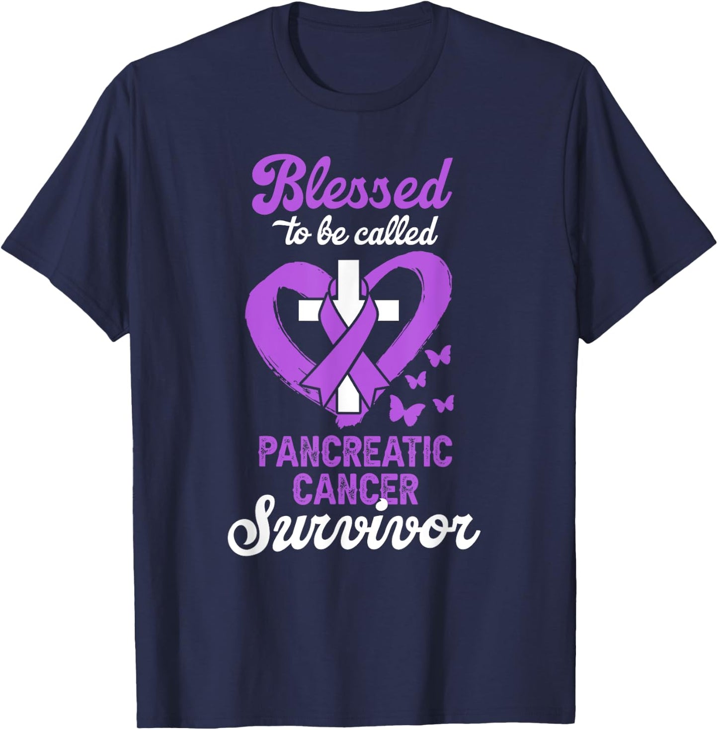 Blessed To Be Called Pancreatic Cancer Survivor Christian T-Shirt - T-Shirt | Navy