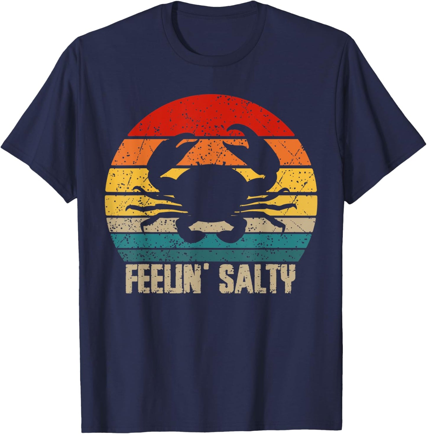 Feelin Salty Maryland Crab Sunset Graphic T-Shirt - T-Shirt | Navy