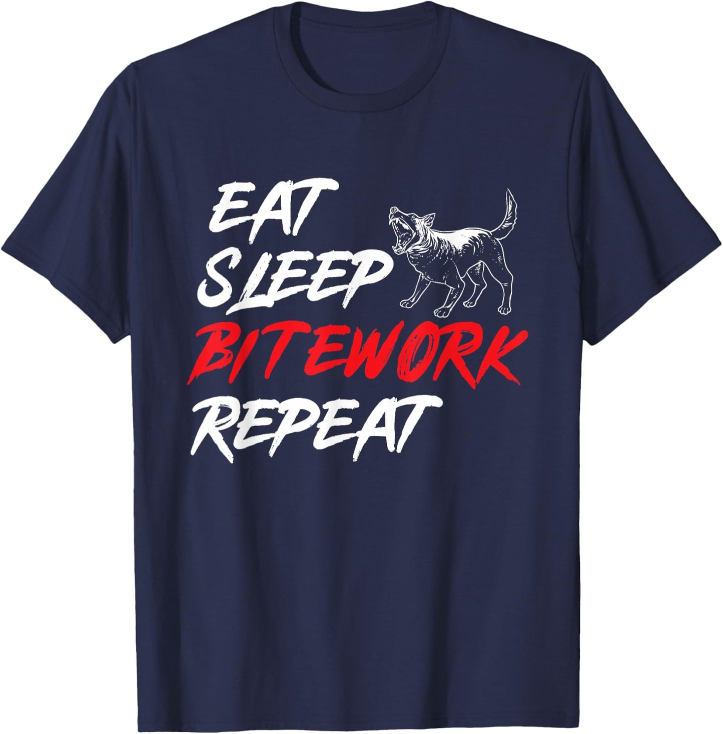 Belgian Malinois Eat Sleep Bitework Repeat Belgian Shepherd T-Shirt - T-Shirt | Navy